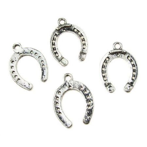 Lucky pendant metal horseshoe 20x15x1 mm hole 0.5±2 mm color silver - 10 pieces