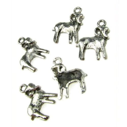 Metal pendant for DIY accessories 14x13x3 mm hole 1 mm color old silver - 10 pieces
