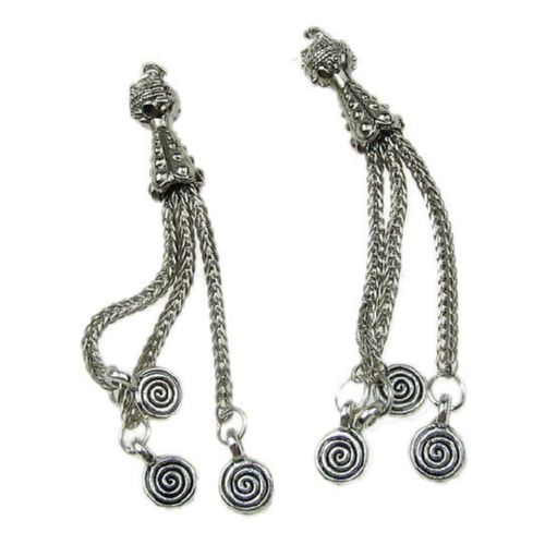 Metal Pendant / Chains with Spirals, Jewelry Making Charms, 7 mm, Antique Silver