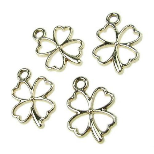 Glamorous charm bead, metal clover 15x20x2 mm hole 2 mm gold color - 5 pieces