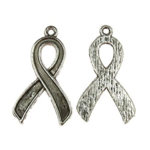 Pendant metal ribbon for jewelry making 31x17x1.5 mm hole 2 mm color old silver - 10 pieces