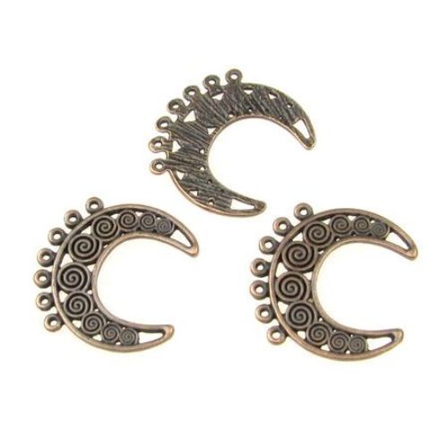 Connecting element metal semicircle for DIY decorations and jewelry making 28x27x2 mm hole 2 mm color antique copper - 5 pieces