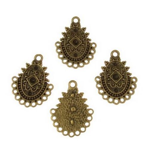 Vintage metal, connecting bead with nests for crystals 28x22x2 mm hole 2 mm color antique bronze - 5 pieces