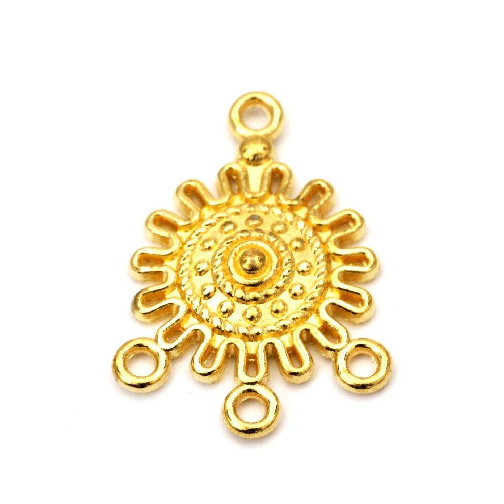 Connecting element, metal shape of the sun 27x18x3.5 mm hole 1.5 mm color gold - 4 pieces