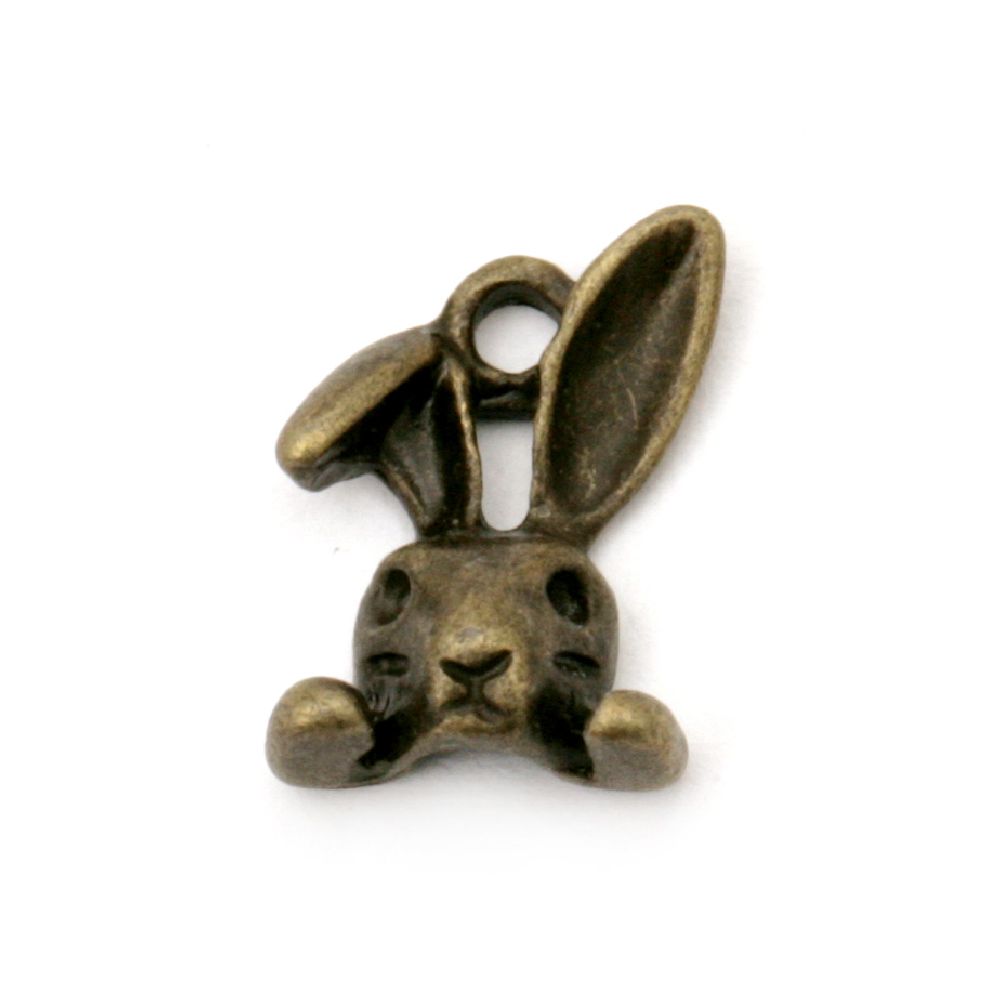 Metal pendant  rabbit 24.5x20.5x1 mm hole 2.5 mm color antique bronze -10 pieces