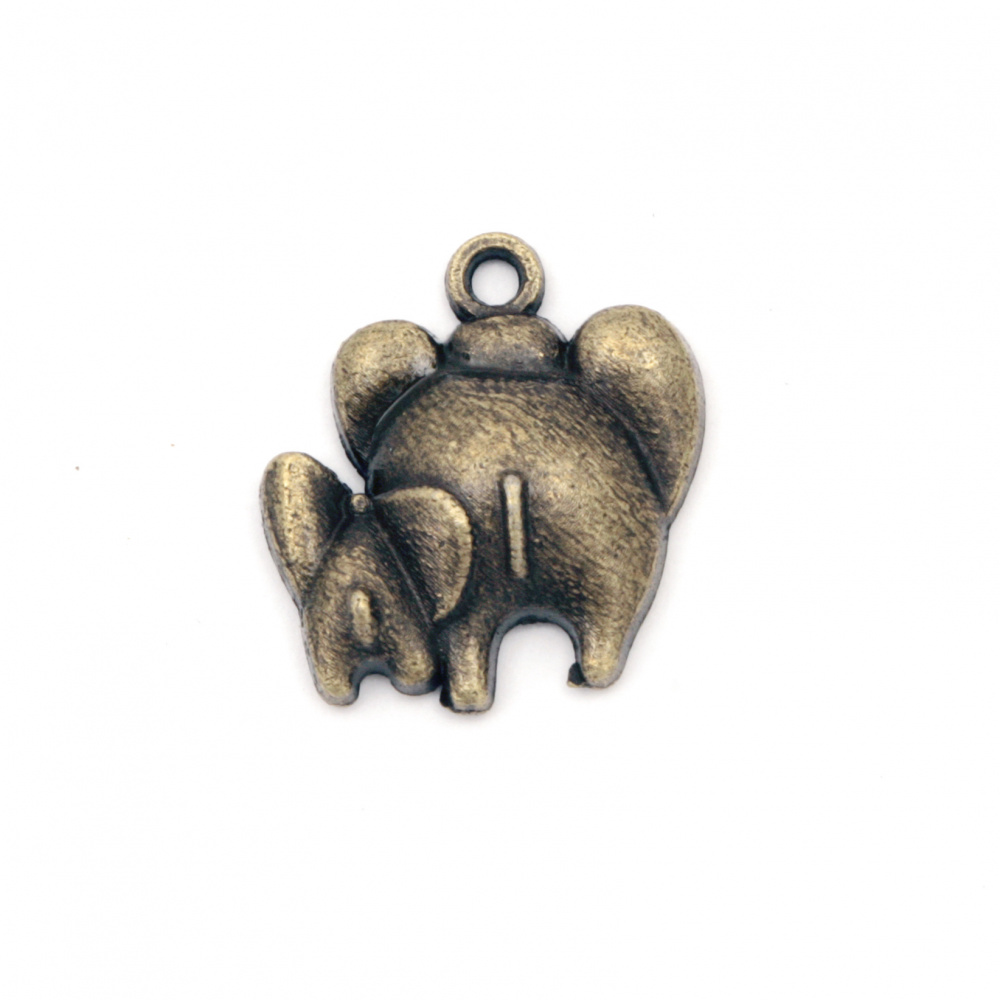 Metal pendant  elephant 17x14x4 mm hole 2 mm color antique bronze -5 pieces