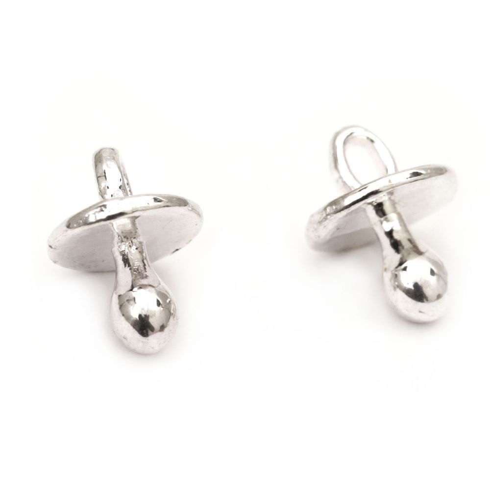 Metal pendant pacifier 13x10x10 mm hole 3 mm color white -10 pieces