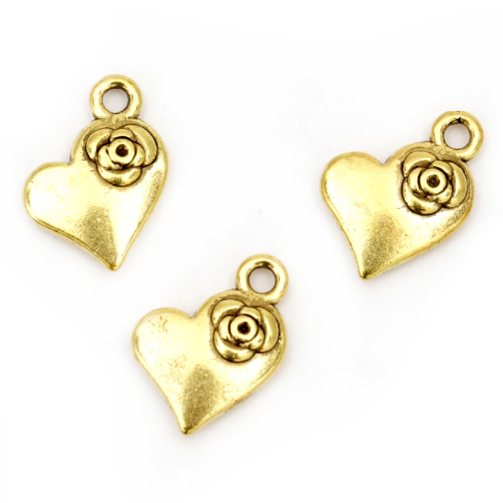 Metal charm jewellery making - heart 15 x 11 x 3 mm