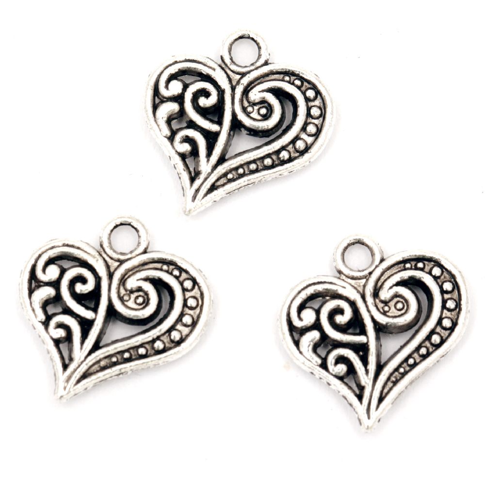 Metal charm jewellery making - heart 14 x 14 x 2.5 mm