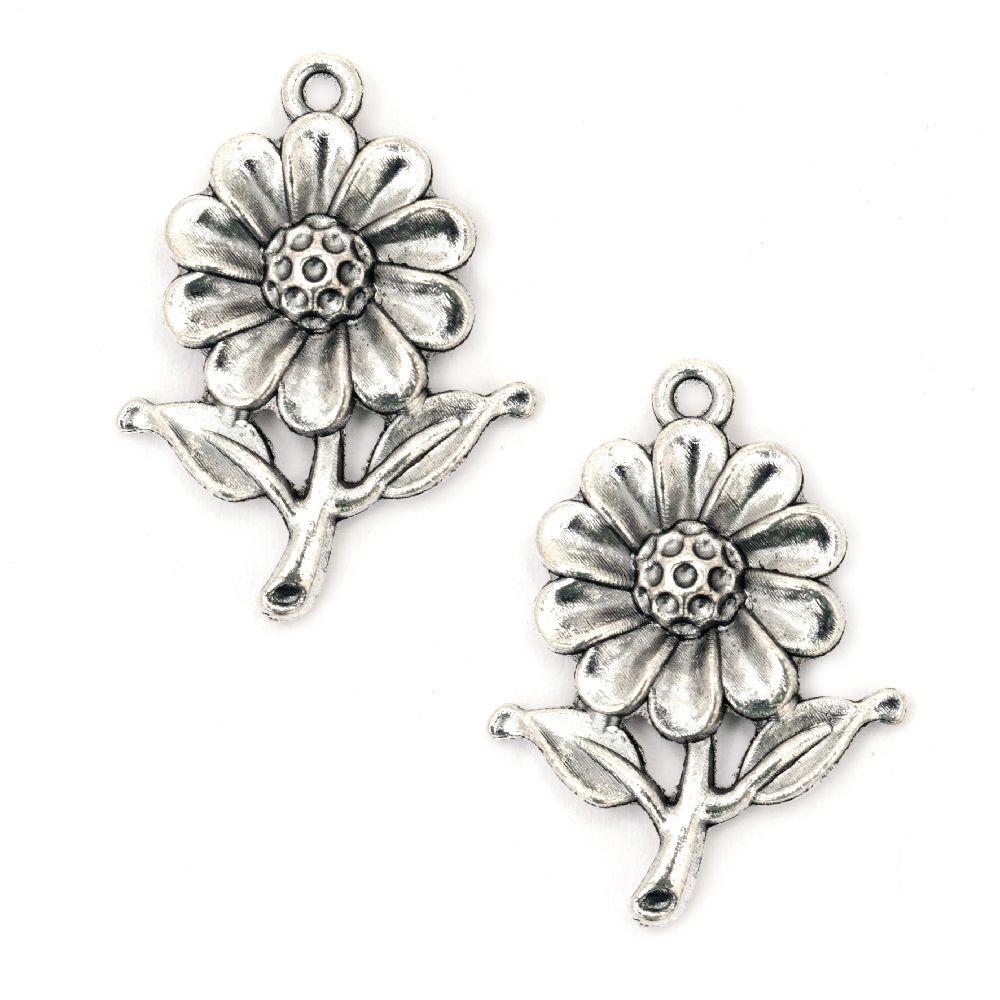 Metal charm jewellery making - flower 27 x 19 x 4 mm