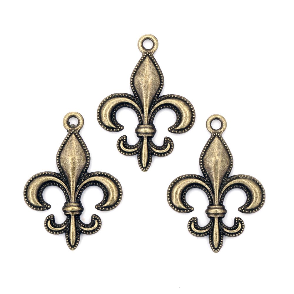 Pandantiv metal 28x20x3 mm orificiu 2 mm culoare bronz antic -5 piese