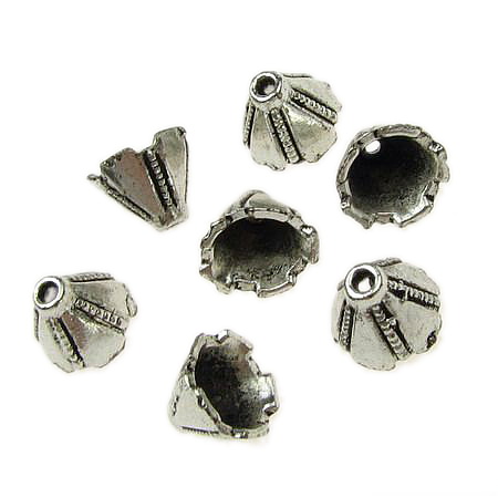 Bead metal hat 9x7x3 mm hole 2 mm color silver -10 pieces