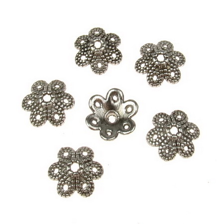 Bead metal hat 9.5x10x3 mm hole 1.5 mm color old silver -20 pieces