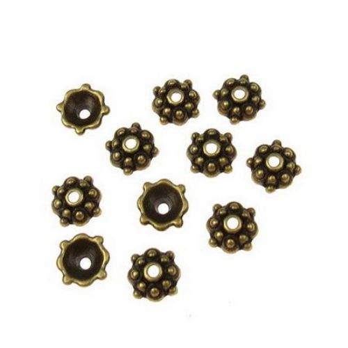  Antique Bronze Spacer Bead Caps Bali Style Mixed