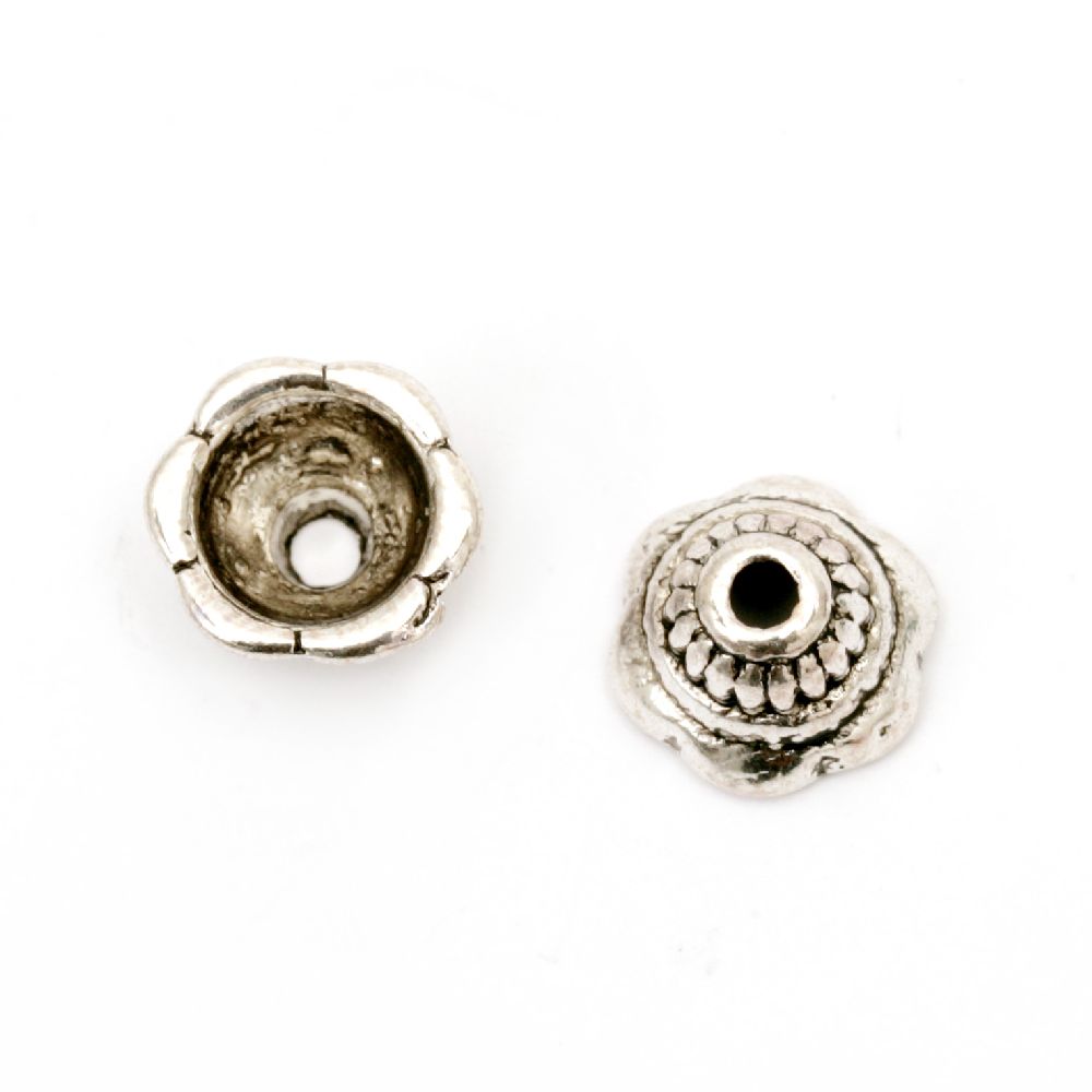 Bead metal hat 8x5 mm hole 2 mm color old silver -20 pieces