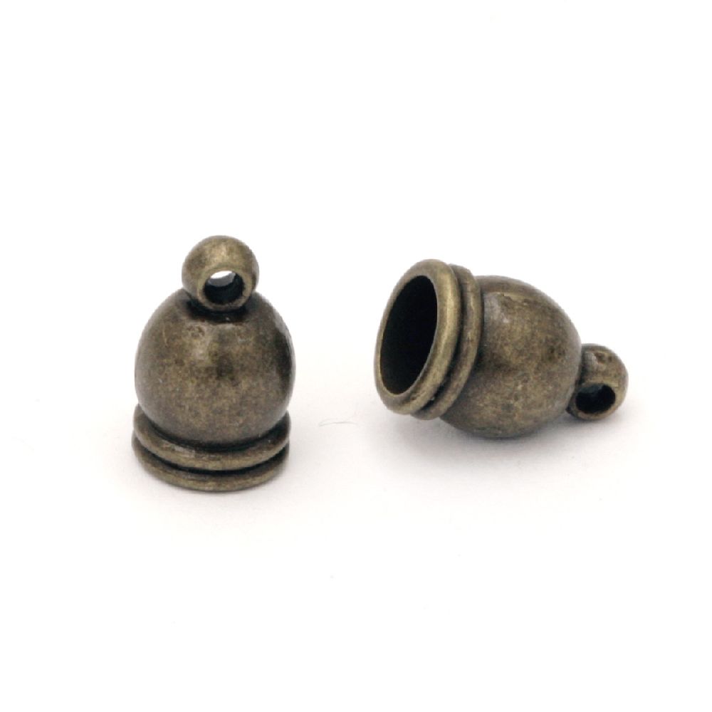 Bead caps 12x7x7 mm hole 1 and 6 mm color antique bronze -4 pieces