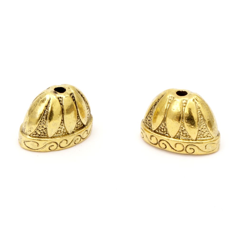 Bead metal hat 14x2x12 mm hole 2.5 mm color old gold -2 pieces
