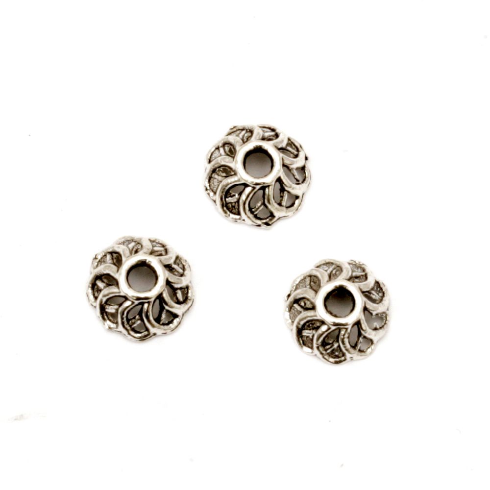 Bead metal hat 9x4 mm hole 2 mm color old silver -20 pieces