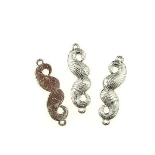 Connecting element mustache 36x11x3 mm color silver -10 grams