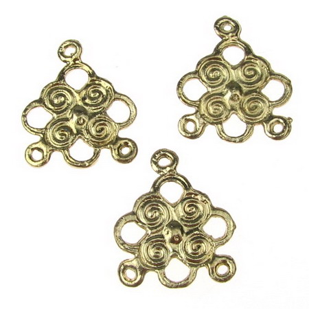 Flower openwork connecting bead element 17x20 mm color gold - 10 grams - 6 pieces