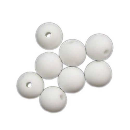 Bead solid ball matte 10 mm hole 2 mm white - 50 grams ~ 90 pieces