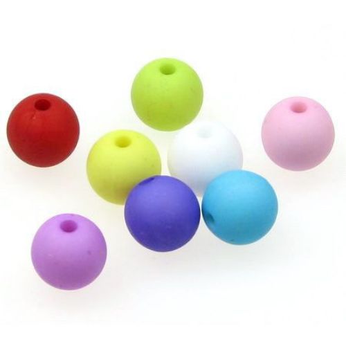 Bead solid ball matte 10 mm hole 2 mm MIX - 50 grams ~ 90 pieces