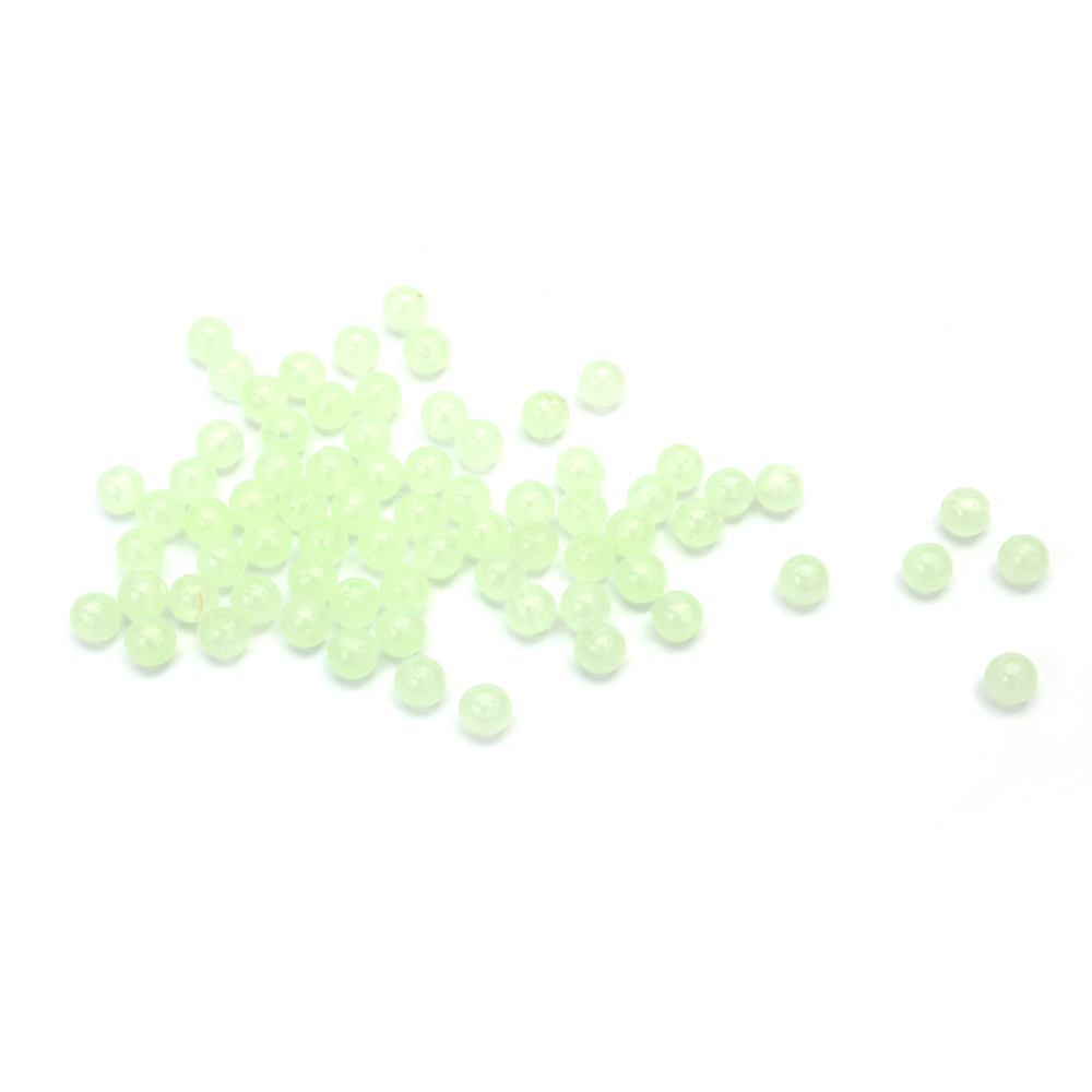 Glow in the Dark Beads, Ball: 6 mm, Hole: 1.5 mm - 50 grams ~ 480 pieces