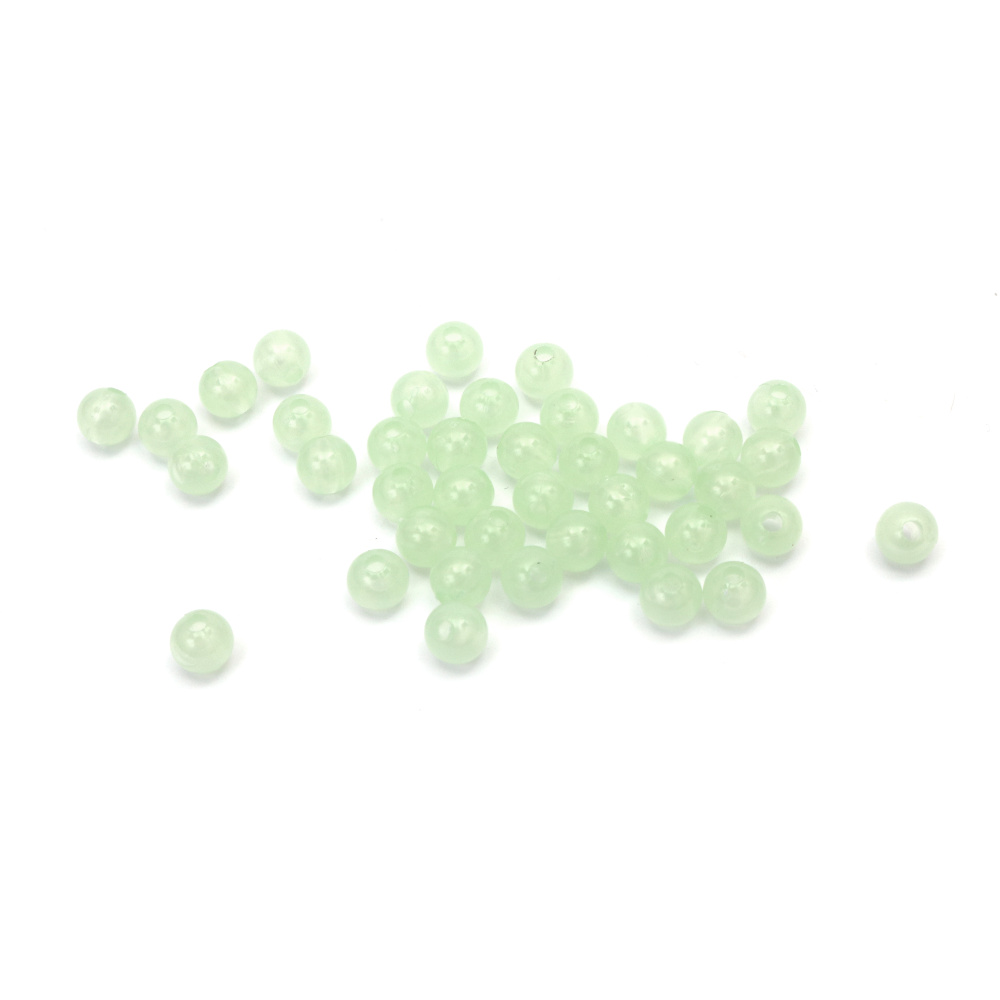 Glow in the Dark Beads, Ball: 8 mm, Hole: 2 mm - 50 grams ~ 215 pieces