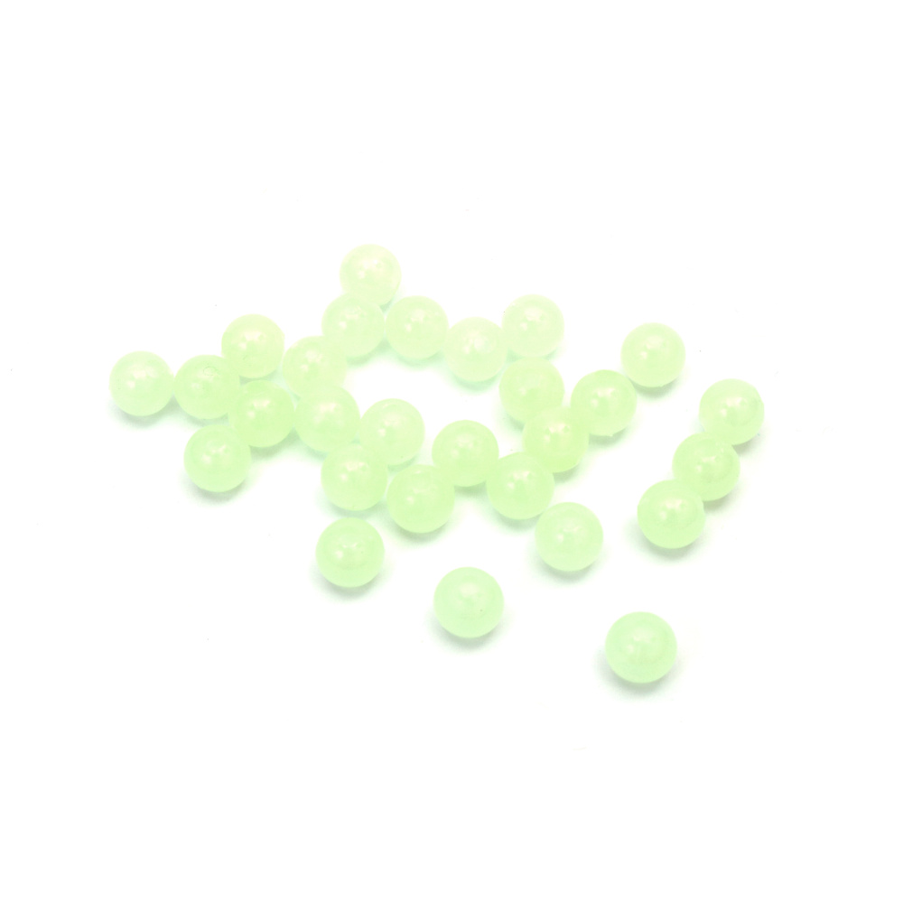 GLOWING Bead Ball: 10 mm, Hole: 3 mm - 50 grams ~ 105 pieces