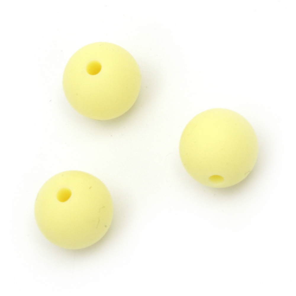 Silicone ball shaped bead yellow,12 mm, hole size 2.5 mm - 5 pieces