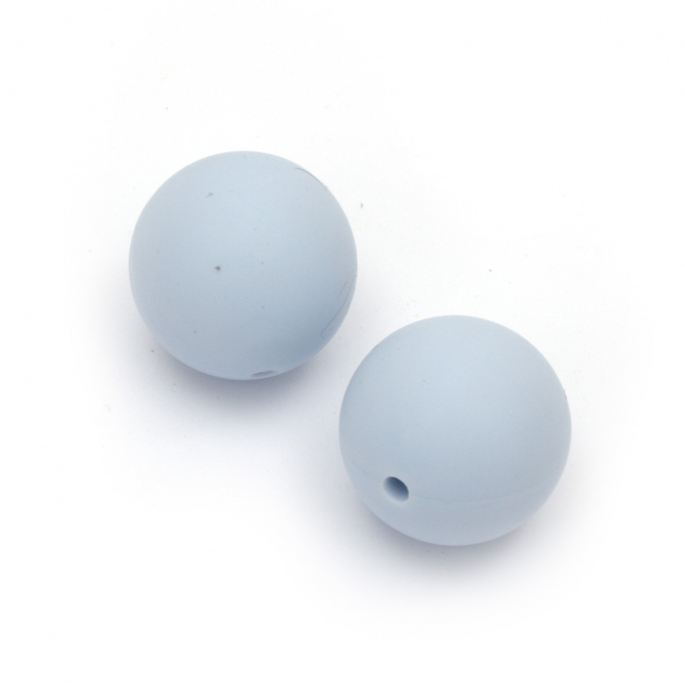 Silicone ball shaped bead grey,12 mm, hole size 2.5 mm - 5 pieces