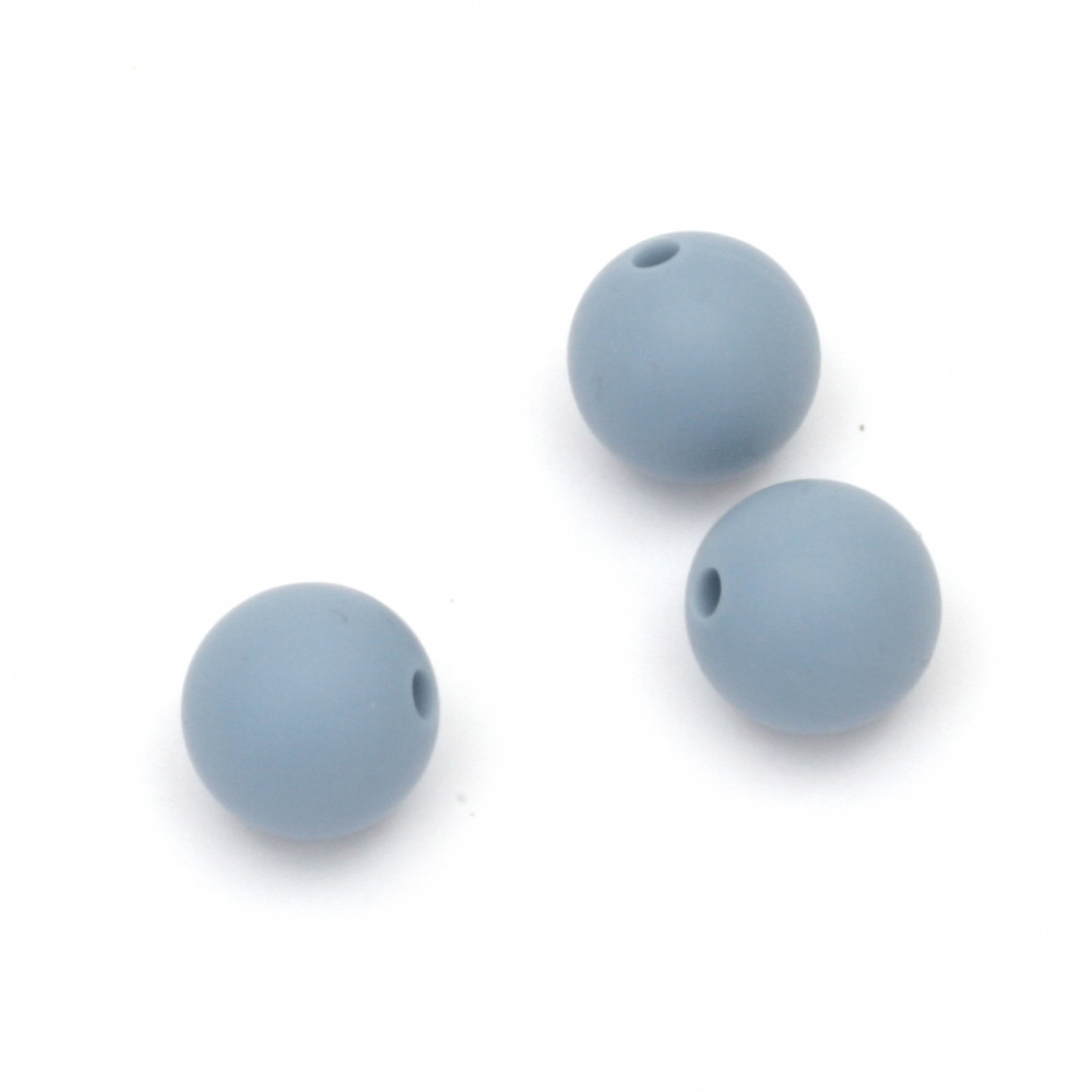 Silicone ball shaped bead for decoration hairpins, eyeglass lanyard and other accessories 12 mm hole 2.5 mm color dark blue - 5 pieces