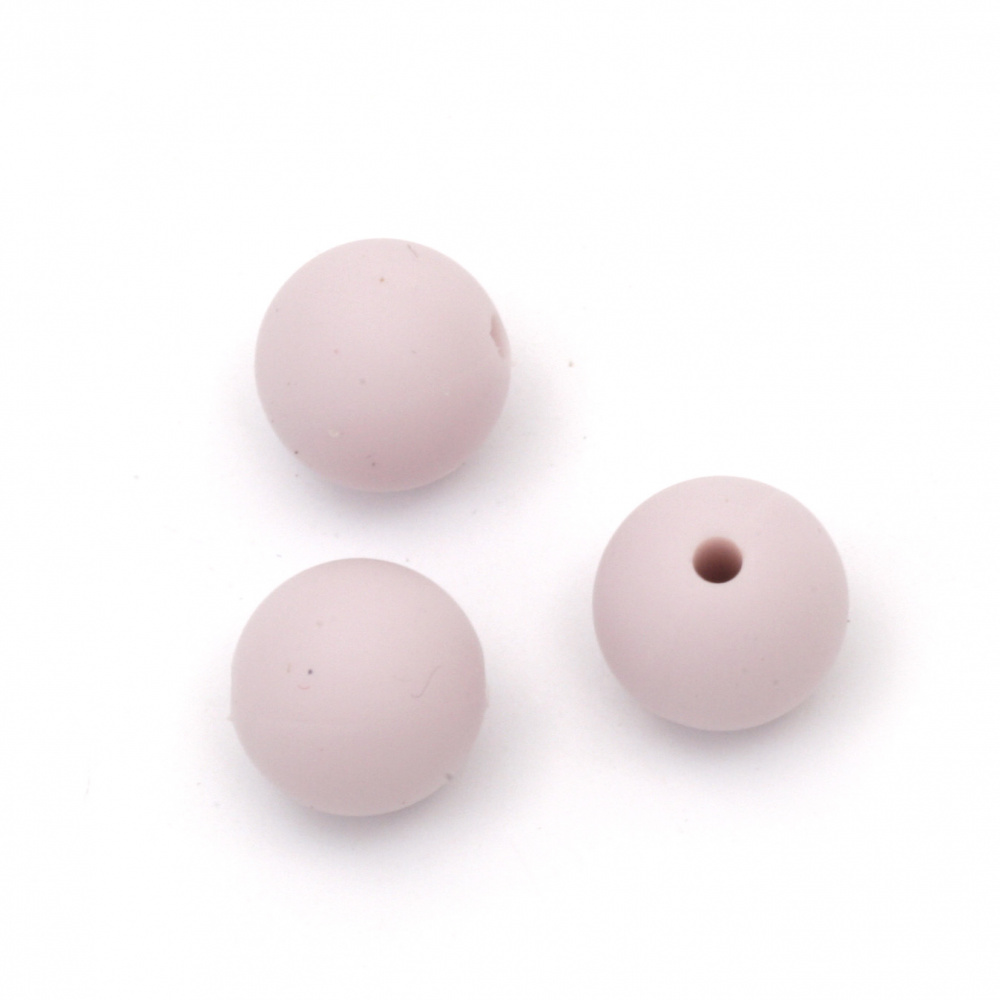 Silicone ball shaped bead for DIY home decor projects 12 mm hole 2.5 mm color purple light - 5 pieces