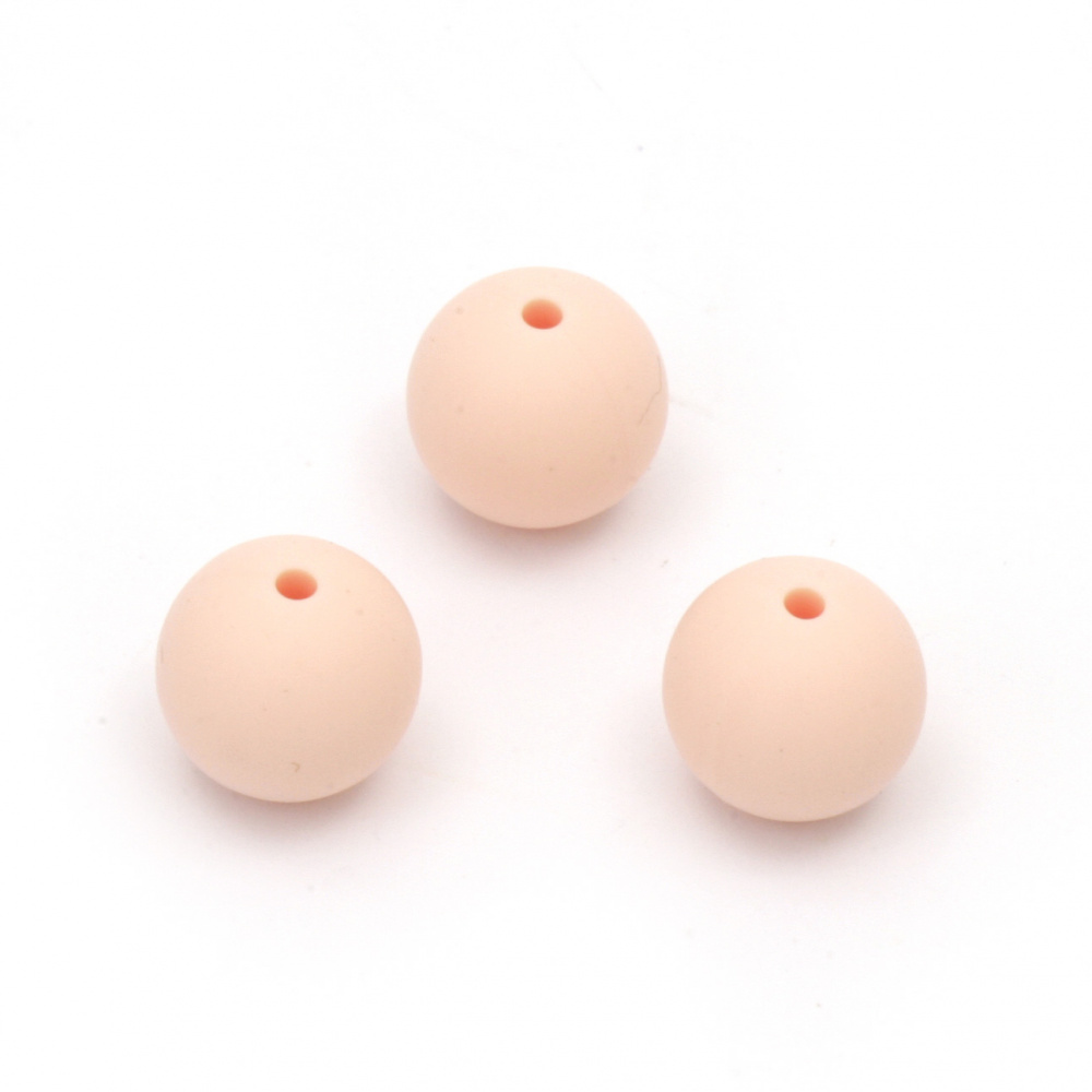 Silicone ball bead for home decor craft ideas 15 mm hole 2.5 mm color salmon - 5 pieces