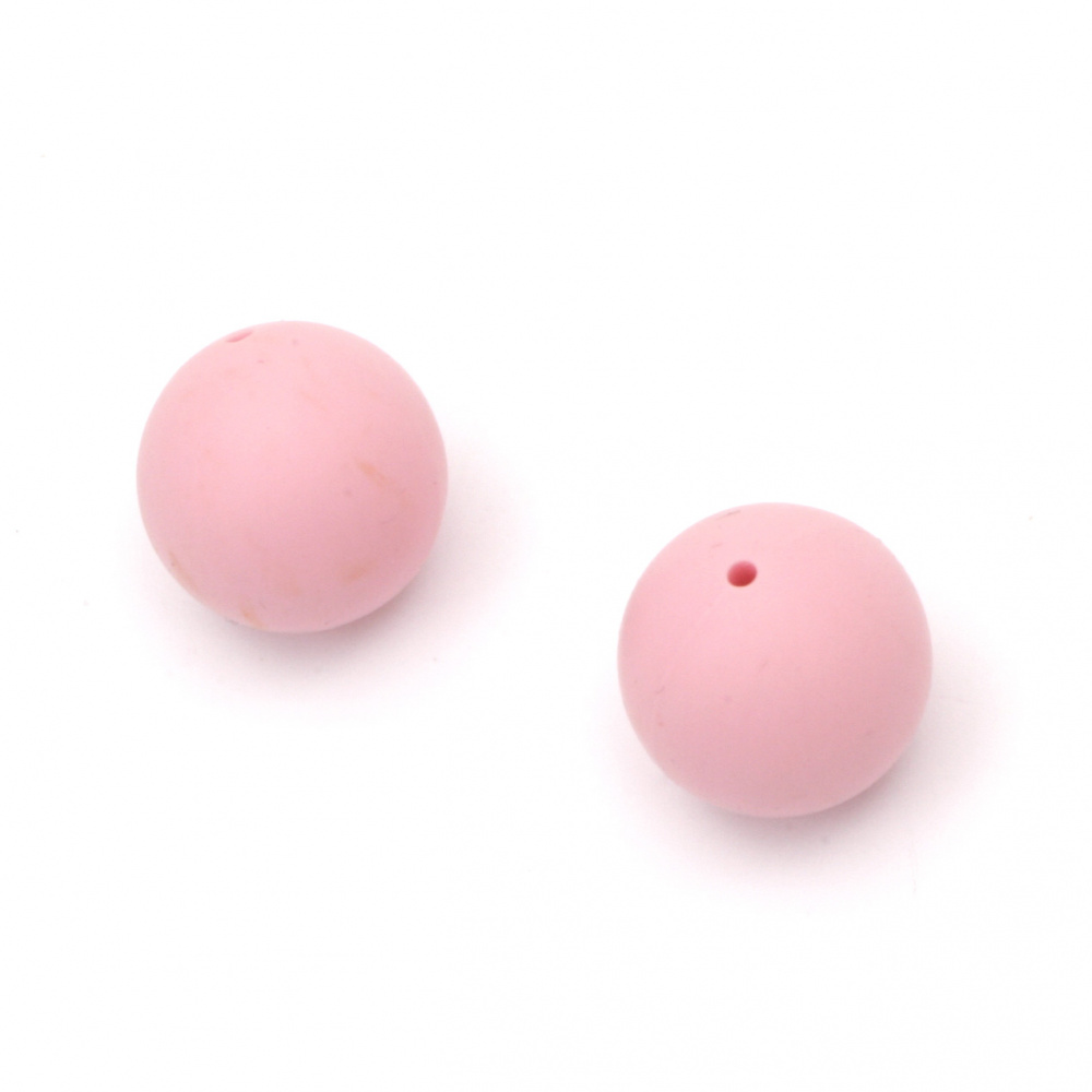 Silicone ball bead for DIY necklace accessory 19 mm hole 2.5 mm pink - 2 pieces