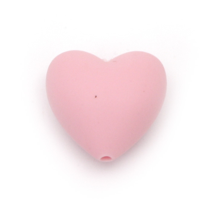 Silicone heart bead 19x20x12 mm hole 2.5 mm pink - 2 pieces