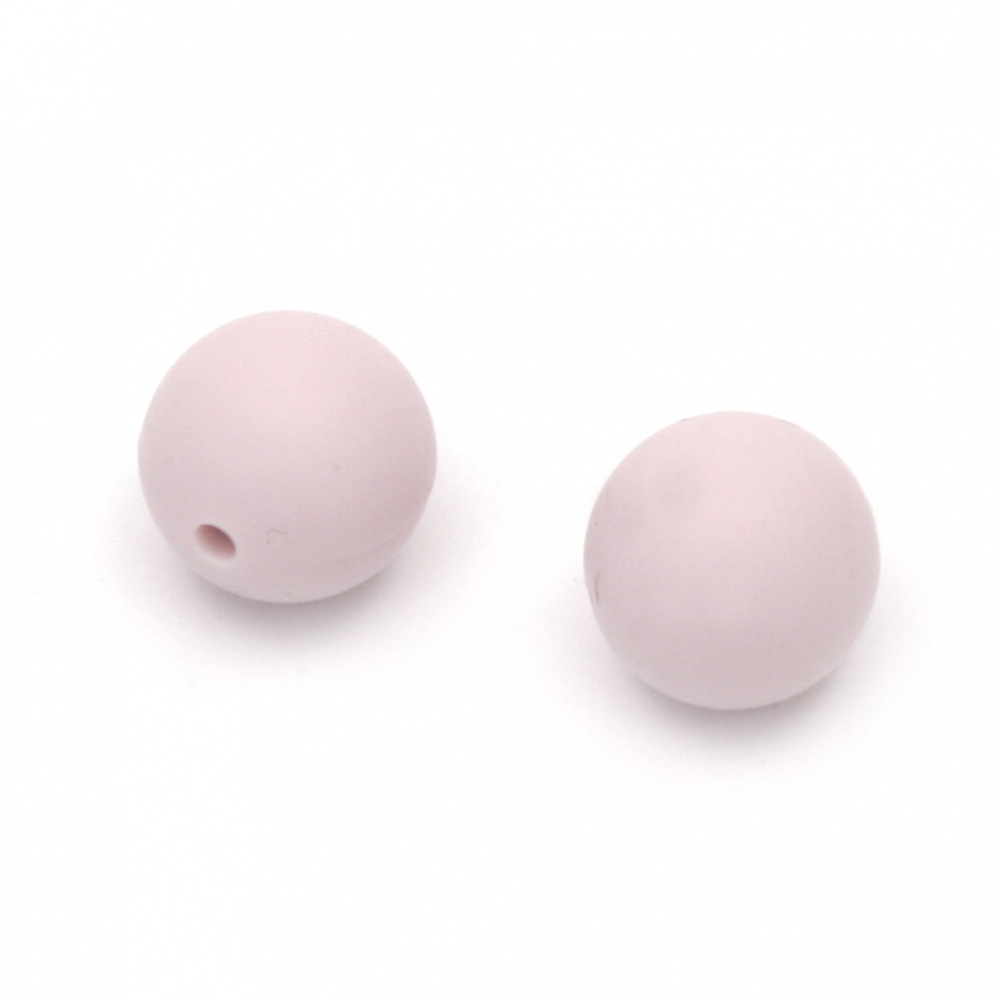 Opaque silicone ball bead for DIY art projects 9 mm hole 2.5 mm color purple light - 5 pieces
