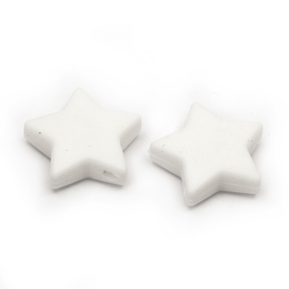 Silicone star bead for unique jewelry  raft making 14x13x8 mm hole 2.5 mm color white - 2 pieces
