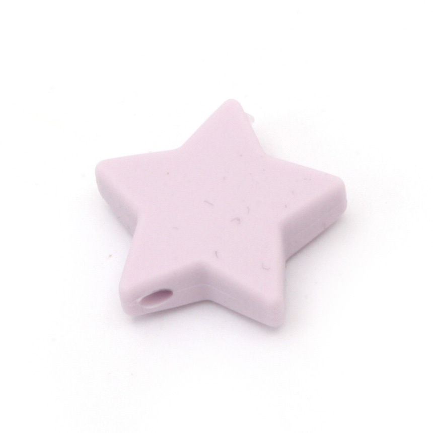 Мънисто силикон звезда 14x13x8 мм дупка 2.5 мм цвят лилав - 2 броя