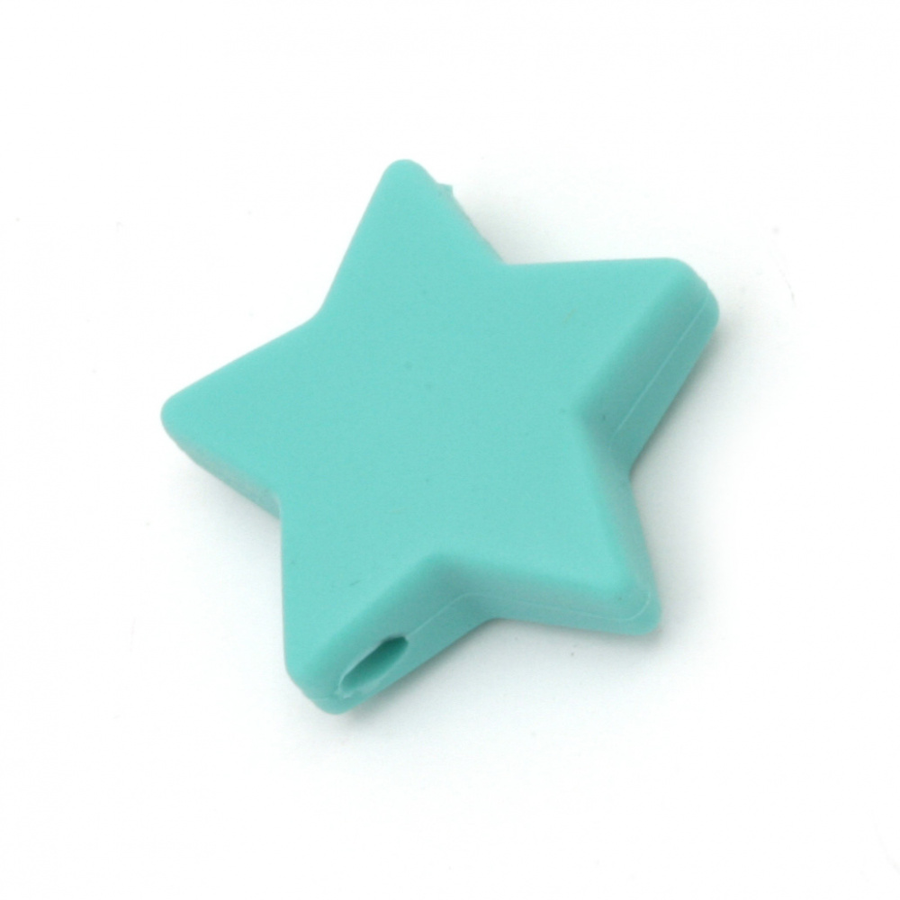 Silicone star bead 14x13x8 mm hole 2.5 mm turquoise color - 2 pieces