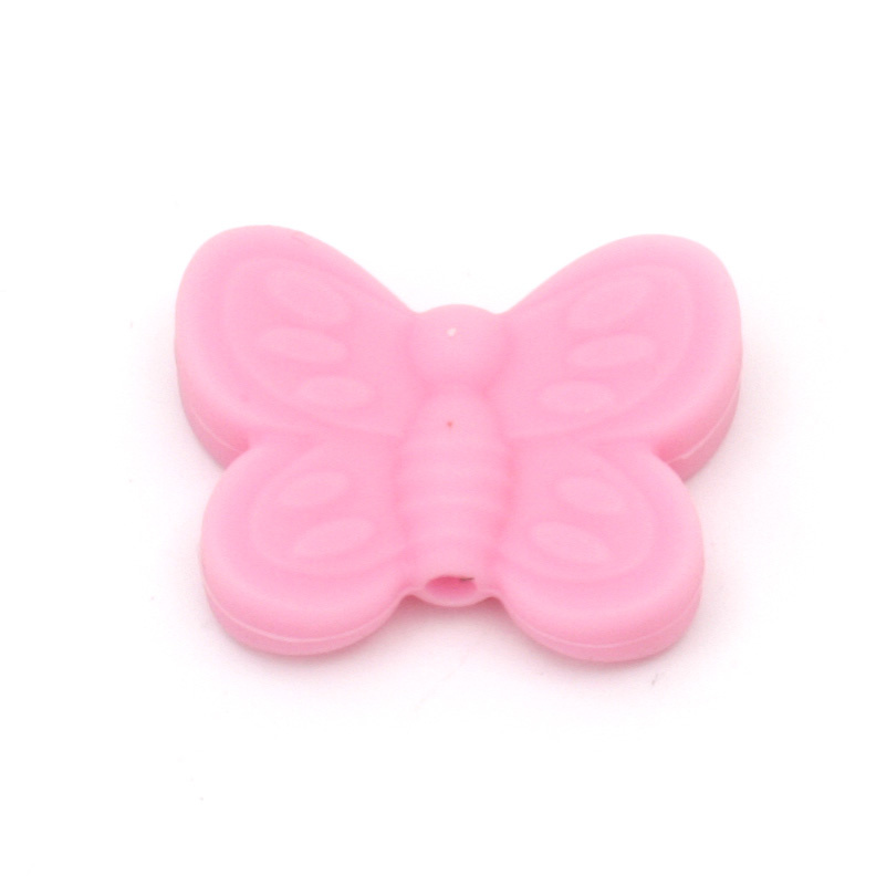 Silicone butterfly bead 20x25x6 mm hole 2.5 mm color dark pink - 2 pieces