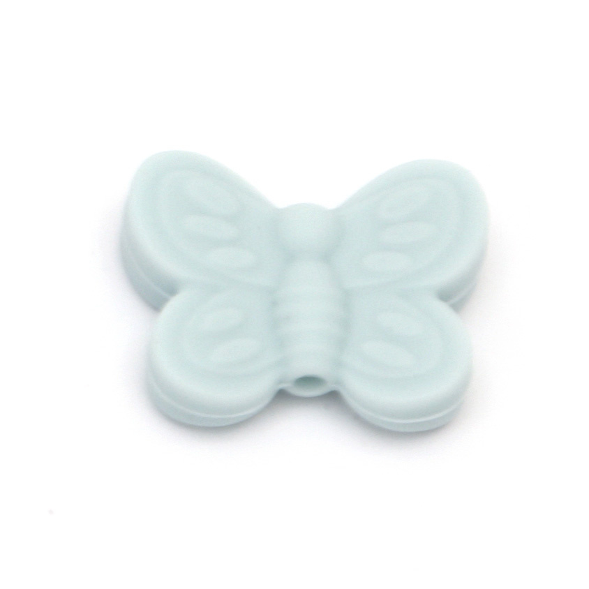 Silicone Butterfly Bead, 20x25x6 mm, Hole: 2.5 mm, Light Blue - 2 pieces