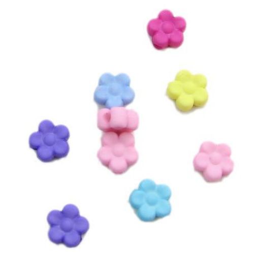 Pastel Plastic Flower Beads for DIY Accessories, 9x4 mm, Hole: 2 mm, MIX - 50 grams ~ 255 pieces