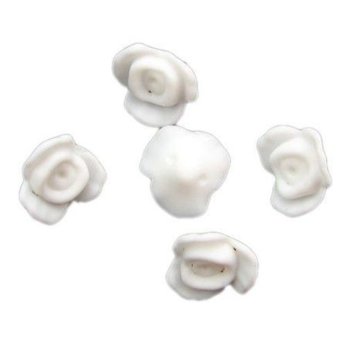 Bead solid rose matte 15x8 mm hole 1.5 mm white - 50 grams ~ 65 pieces