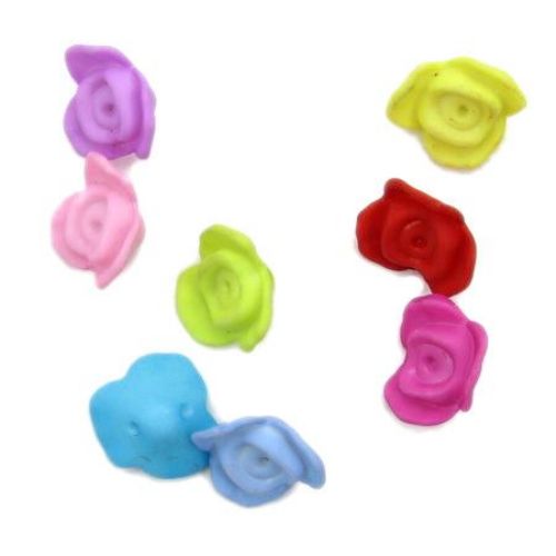 Rose solid matte 15x8 mm hole 1.5 mm MIX - 50 grams