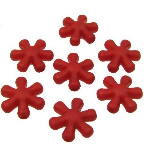 Opaque Plastic Flower Bead, 15x14x6 mm, Hole: 1.5 mm, Red -50 grams ~ 115 pieces