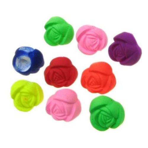 Acrylic rose bead for jewelry making 10x8 mm hole 1 mm pastel electric color - 20 grams