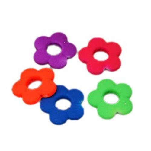 Acrylic flower bead for jewelry making 31x31x5 mm hole 1 mm pastel electric color - 8 pieces ~ 22 grams