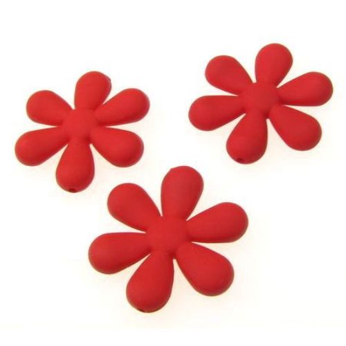 Acrylic flower bead for jewelry making 34x31x5.5 mm hole 1 mm pastel red - 20 grams ~ 7 pieces