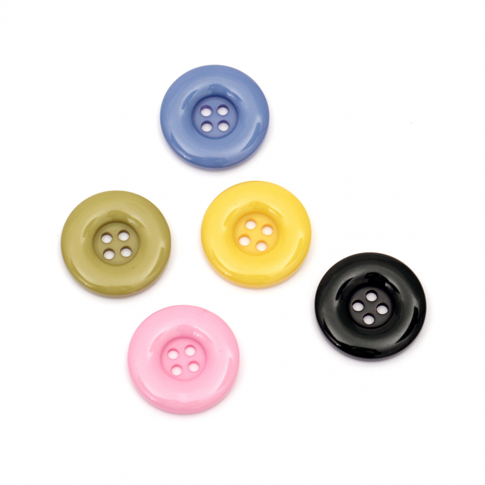 Plastic round button for sewing, scrapbooking, DIY home decoration accessories 25x4.5 mm hole 2.5 mm mix - 5 pieces